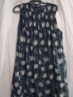 Joie Navy and White Sleeveless Midi Dress